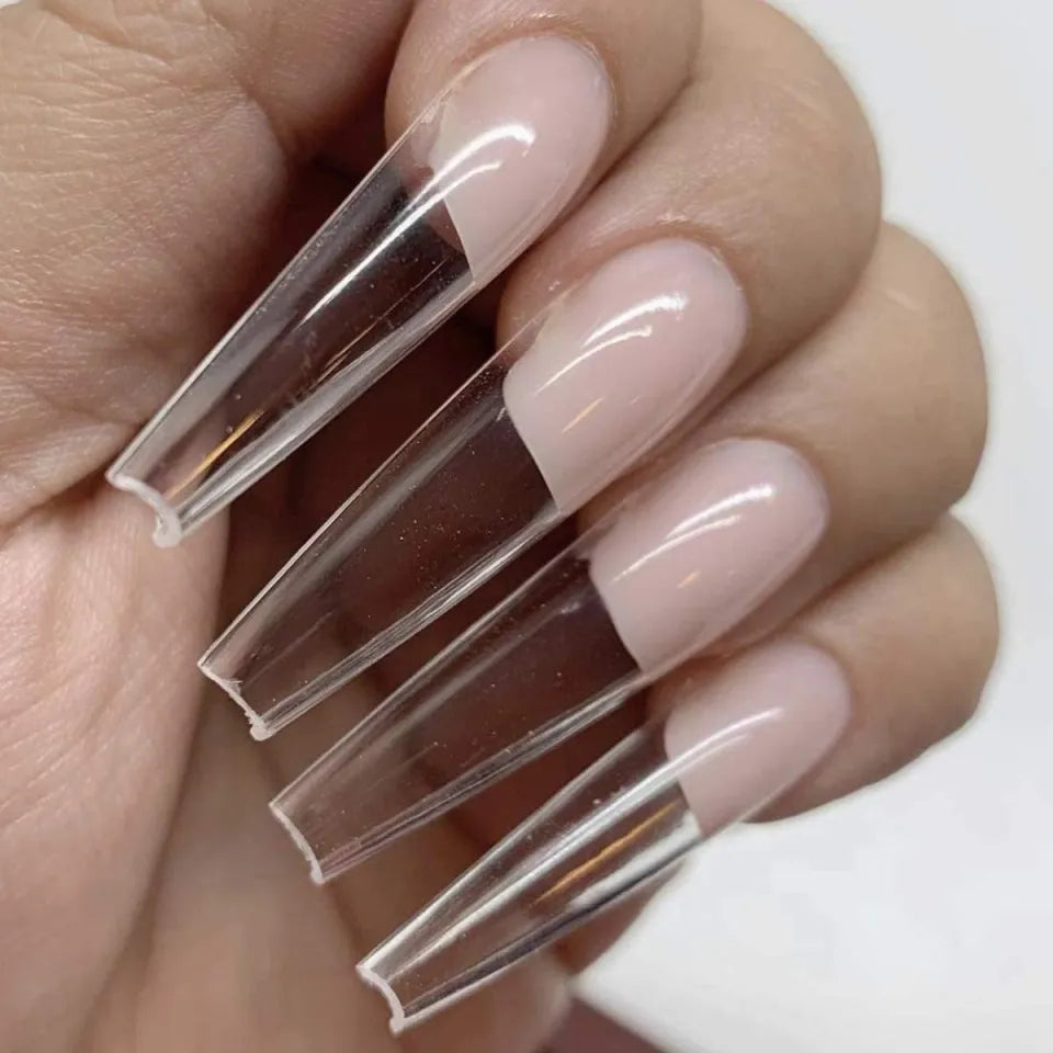 100 pcs Transparent/White Ballerina Fake Nails