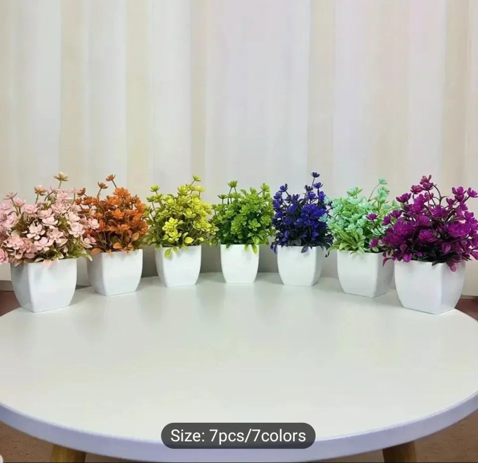 Pack of 8 Mini Plant Artificial Decoration Piece with pot Best