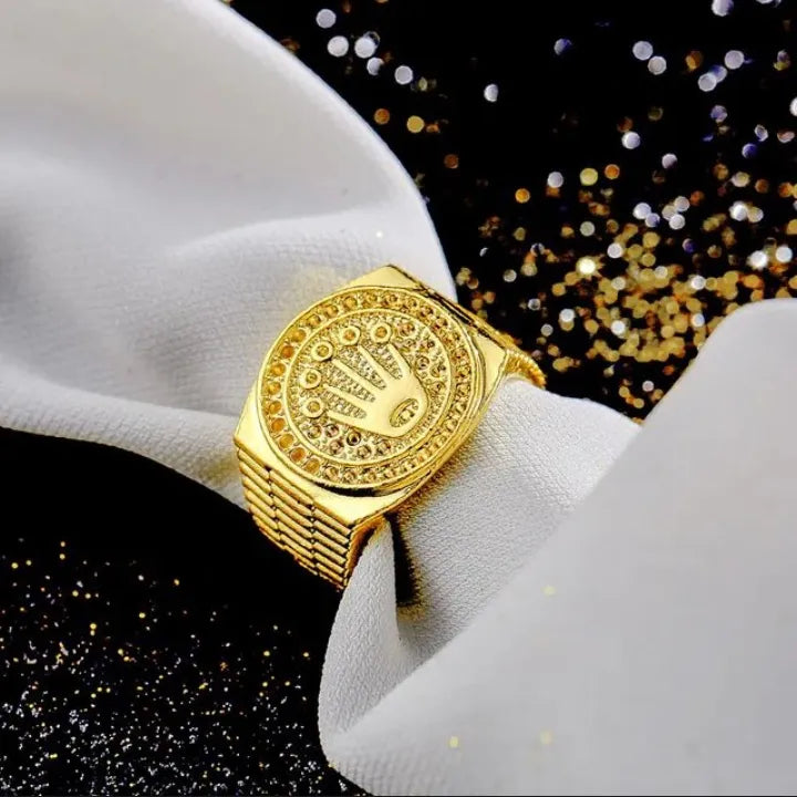 GOLDEN PLATED CROWN RING FOR MEN OR BOYS