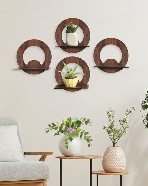 Set Of 4 Decorative Wooden Wall Art Wall Shelves