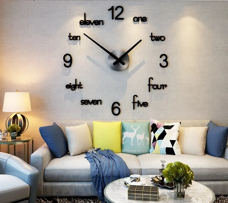 3D Wooden DIY Wall Clock Quartz Watch Decoration