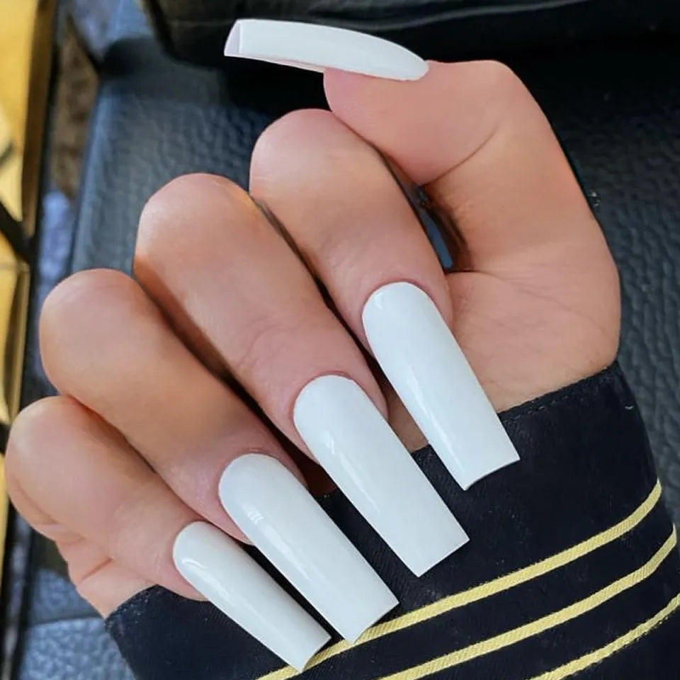 100 pcs Transparent/White Ballerina Fake Nails