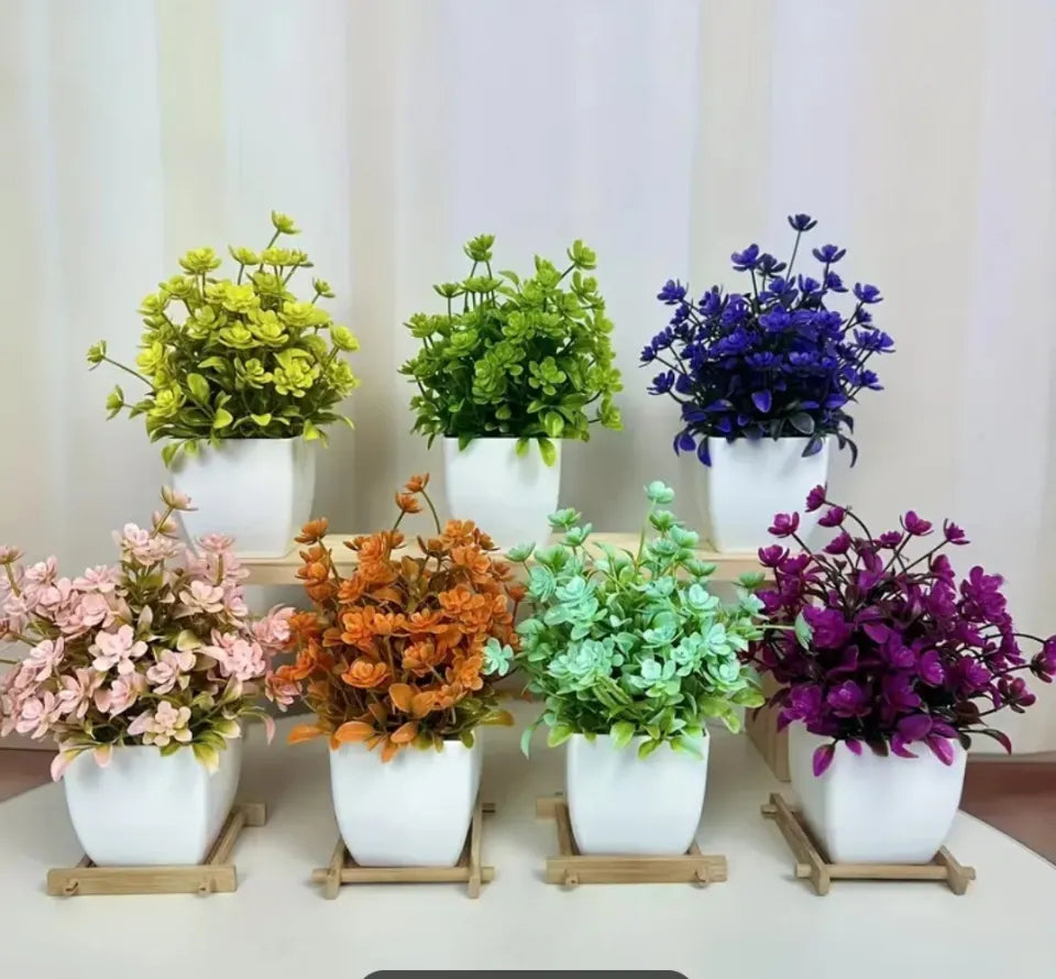 Pack of 8 Mini Plant Artificial Decoration Piece with pot Best