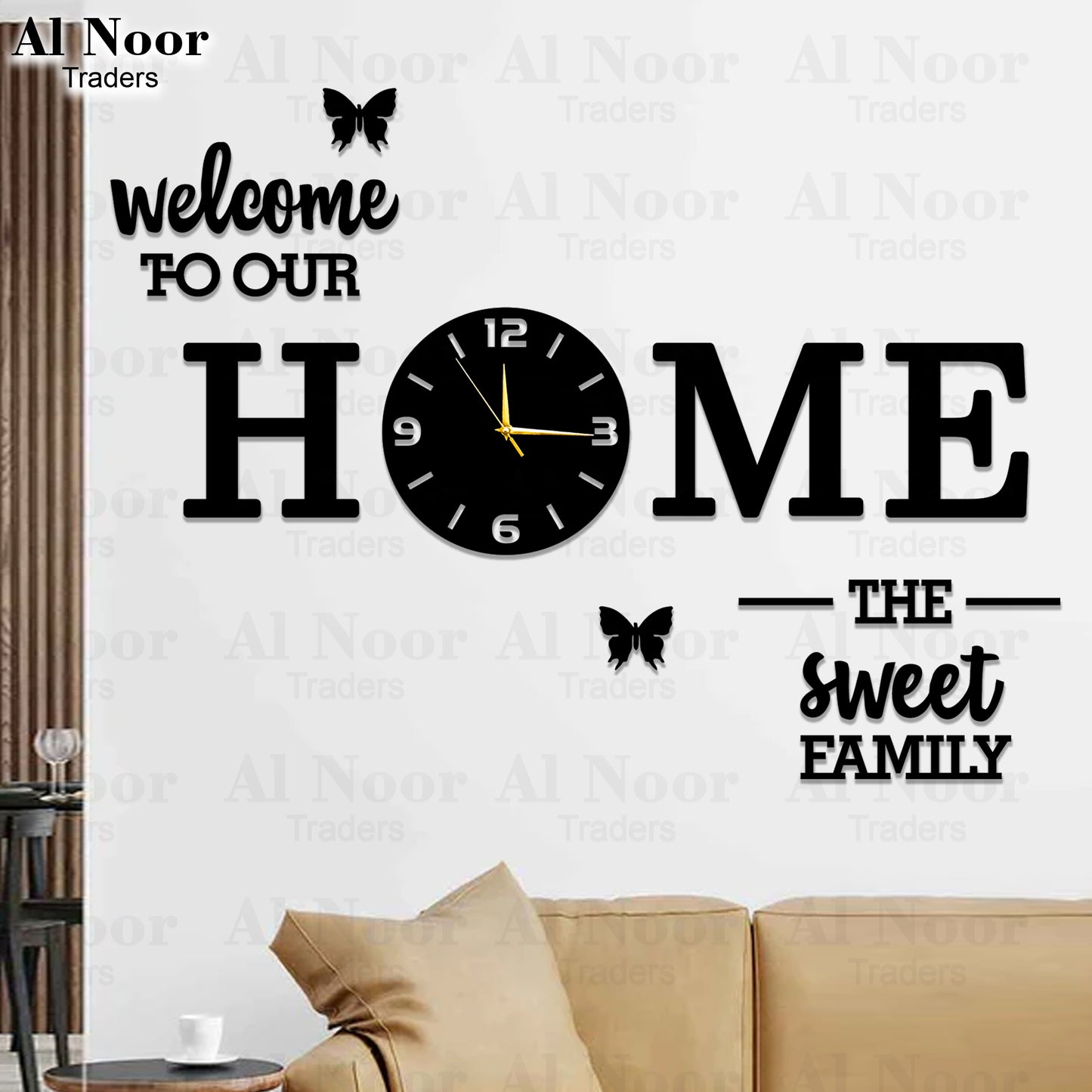 Wooden 3D Wall Clock We Are Family With Birds