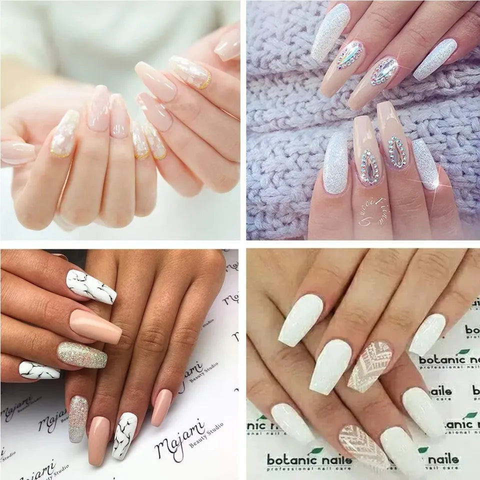 100 pcs Transparent/White Ballerina Fake Nails