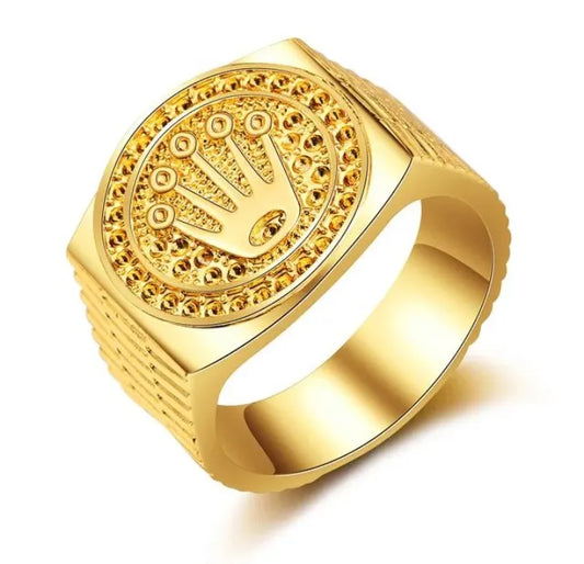 GOLDEN PLATED CROWN RING FOR MEN OR BOYS