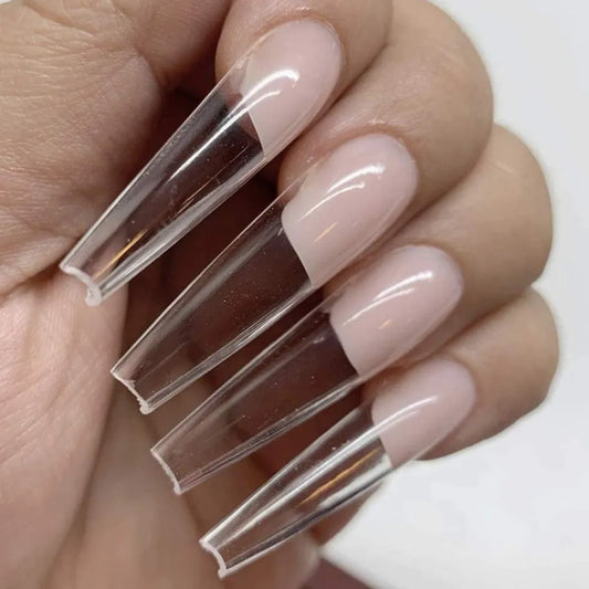 100 pcs Transparent/White Ballerina Fake Nails