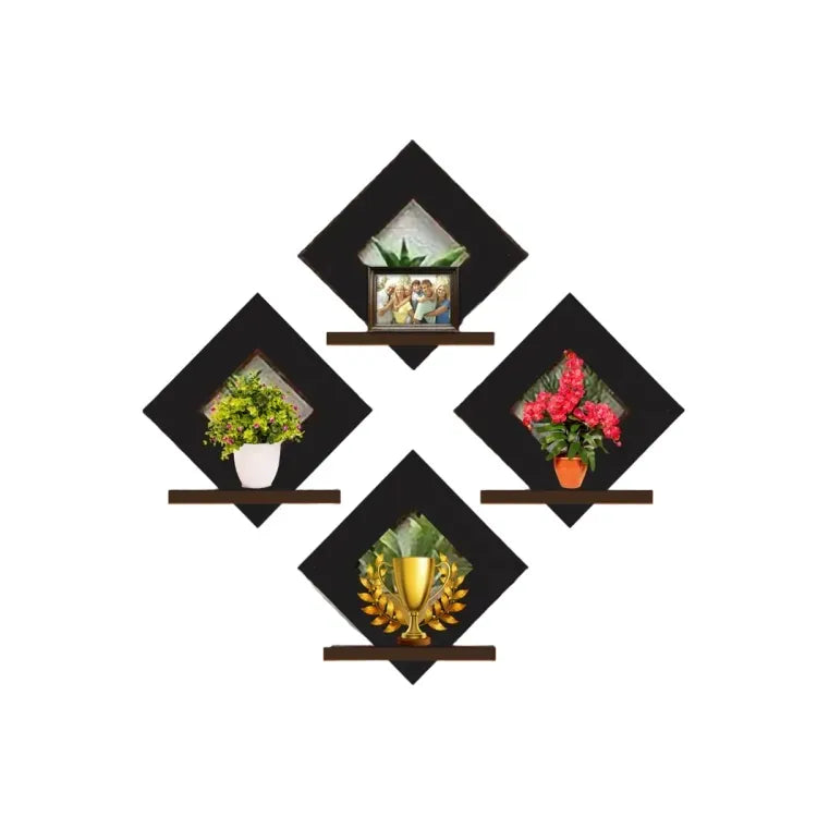 Set Of 4 Decorative Wooden Wall Art Wall Shelves