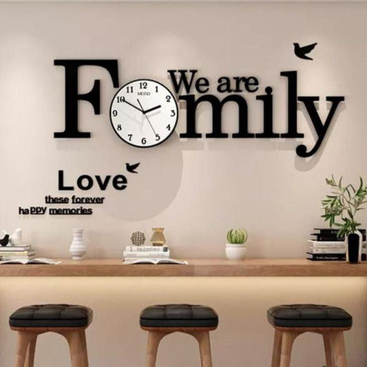 Wooden 3D Wall Clock We Are Family With Birds