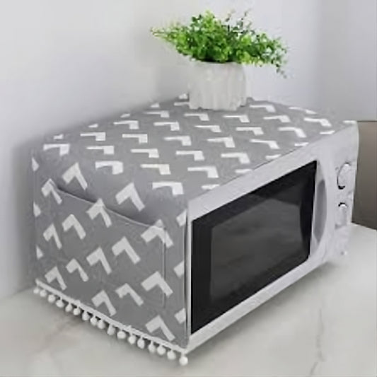 Dustproof Fabric Microwave Oven Cover with Bonus Storage Pockets