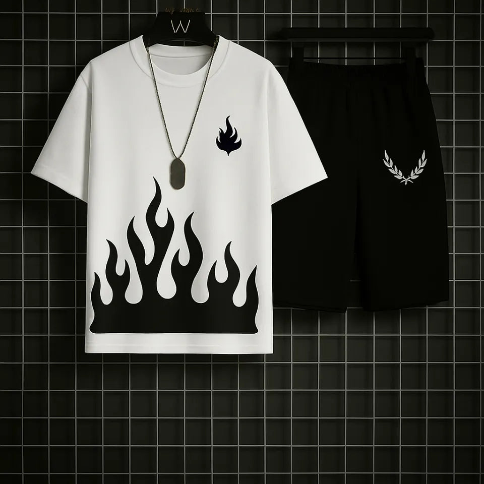 New trendy fired printed black & white premium quality tracksuit for men and boys