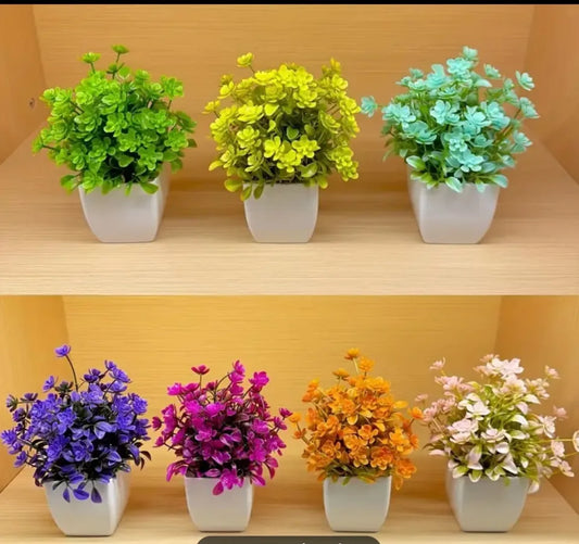 Pack of 8 Mini Plant Artificial Decoration Piece with pot Best