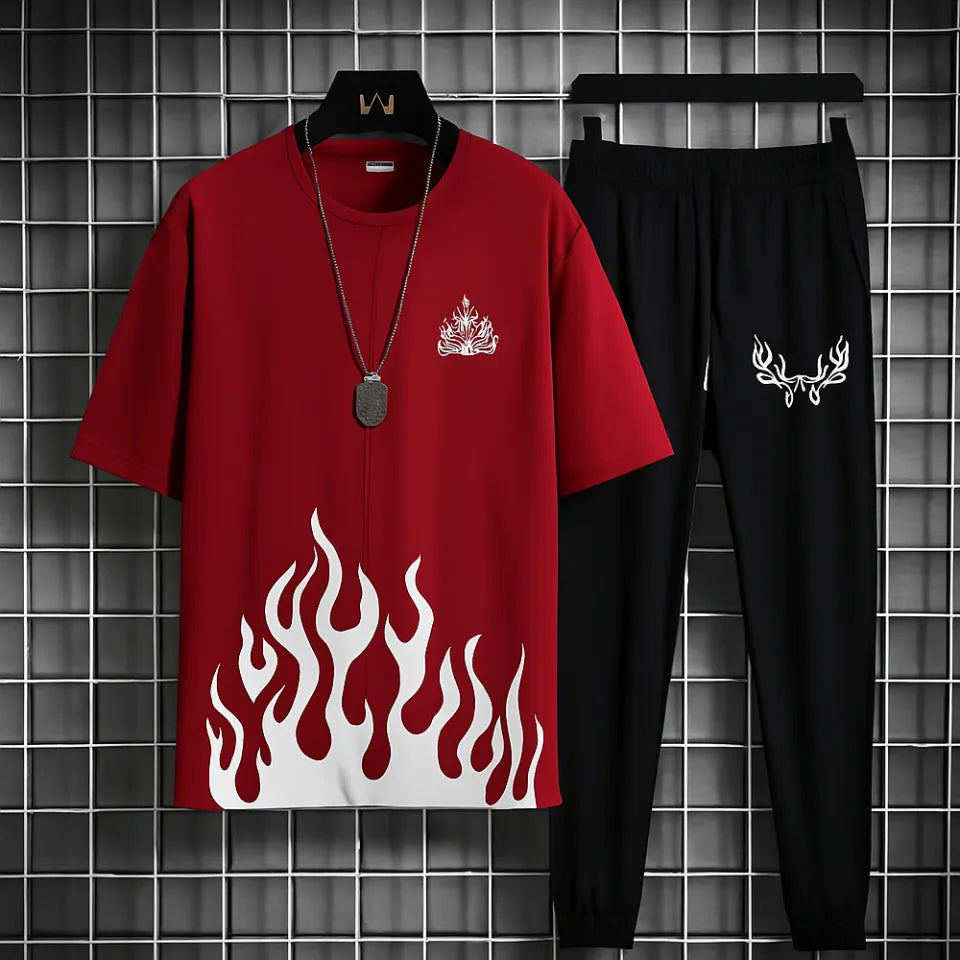 New trendy fired printed black & white premium quality tracksuit for men and boys