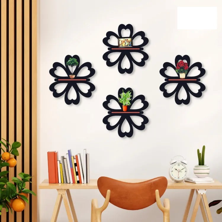 Set Of 4 Decorative Wooden Wall Art Wall Shelves