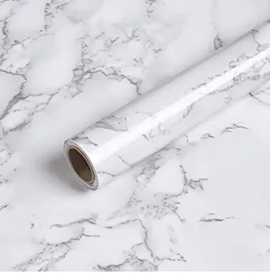 60cm × 200cm Self Adhesive Black / White Marble Sheet for Kitchen