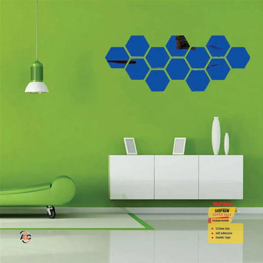 Hexagon Shape 127mm Self-Adhesive Mirror Acrylic Wall Decor Home Gifts DIY