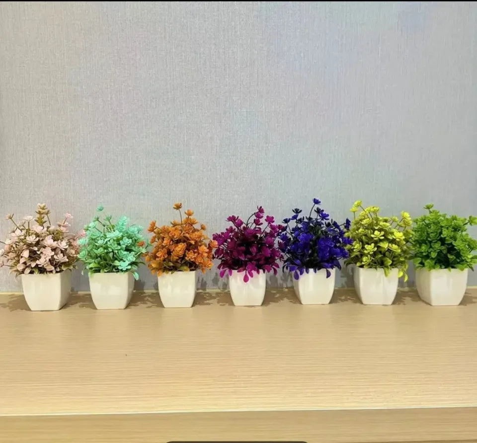 Pack of 8 Mini Plant Artificial Decoration Piece with pot Best