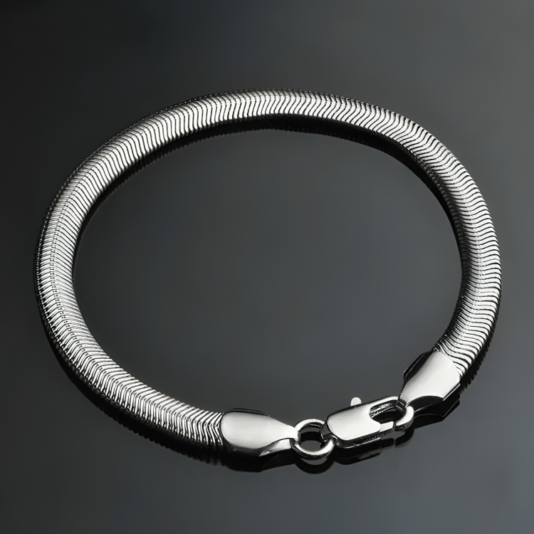 Pack of 3 Silver Stainless Steel Snake Chain Snake Bracelet and Silver ring.