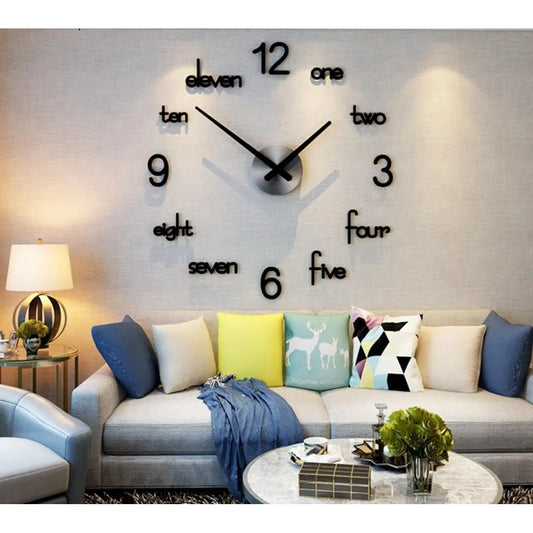 3D Wooden DIY Wall Clock Quartz Watch Decoration