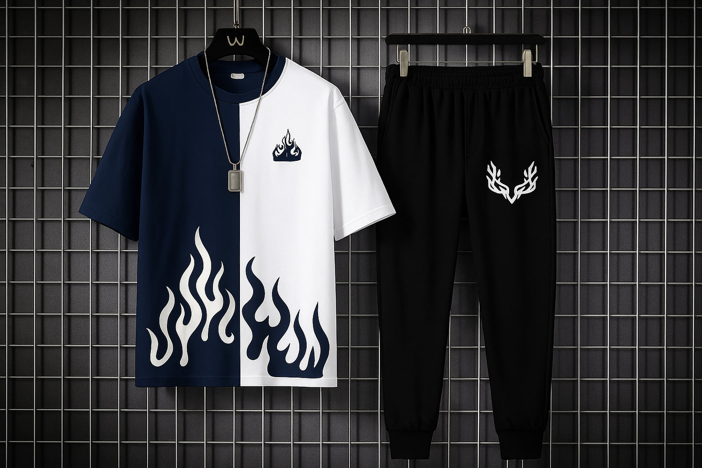 New trendy fired printed black & white premium quality tracksuit for men and boys