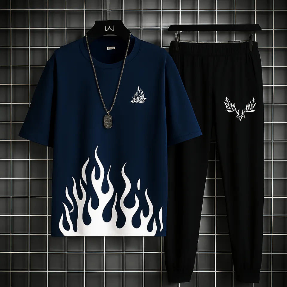 New trendy fired printed black & white premium quality tracksuit for men and boys