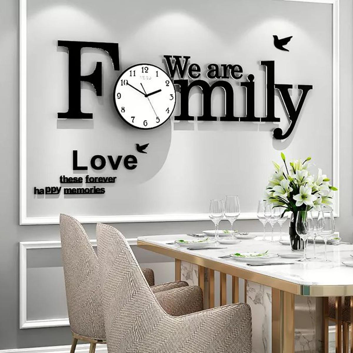 Wooden 3D Wall Clock We Are Family With Birds