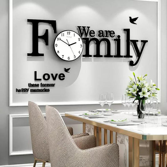Wooden 3D Wall Clock We Are Family With Birds