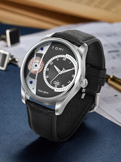 TOMI FACE GEAR GENTLEMAN EDITION DUAL STRAP WATCH⌚Random Dail & Random Colours
