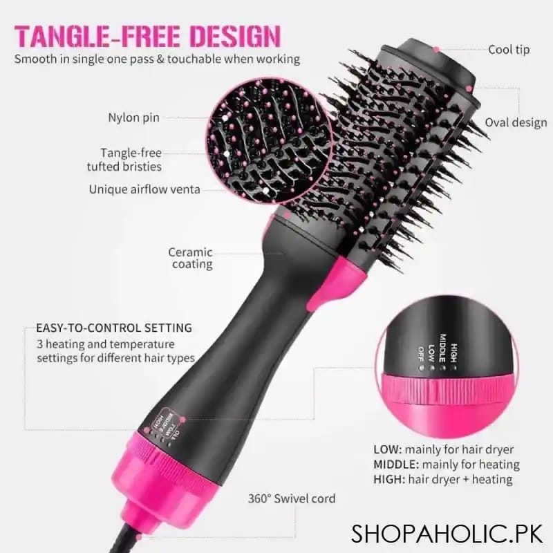 3-in-1 One Step Hot Air Straightener Brush for Hair Dryer and Style